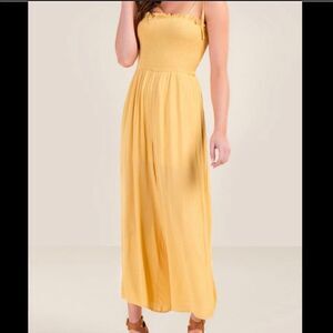 BLUE RAIN Smocked Yellow Jumpsuit